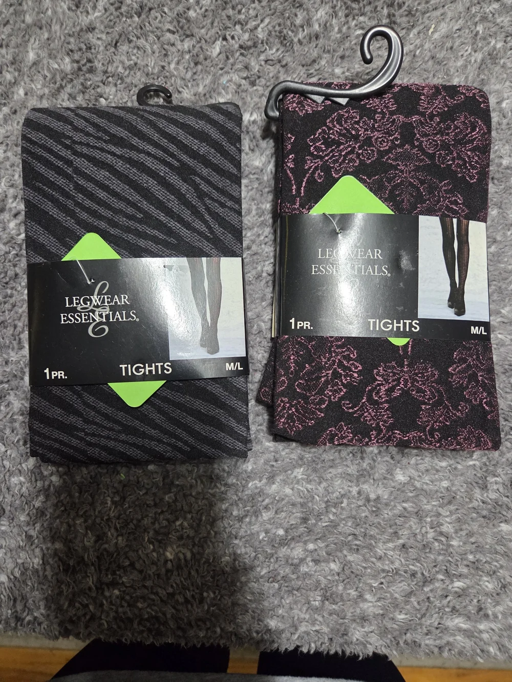 Patterned Women's Tights - Black & Dark Purple, M/L